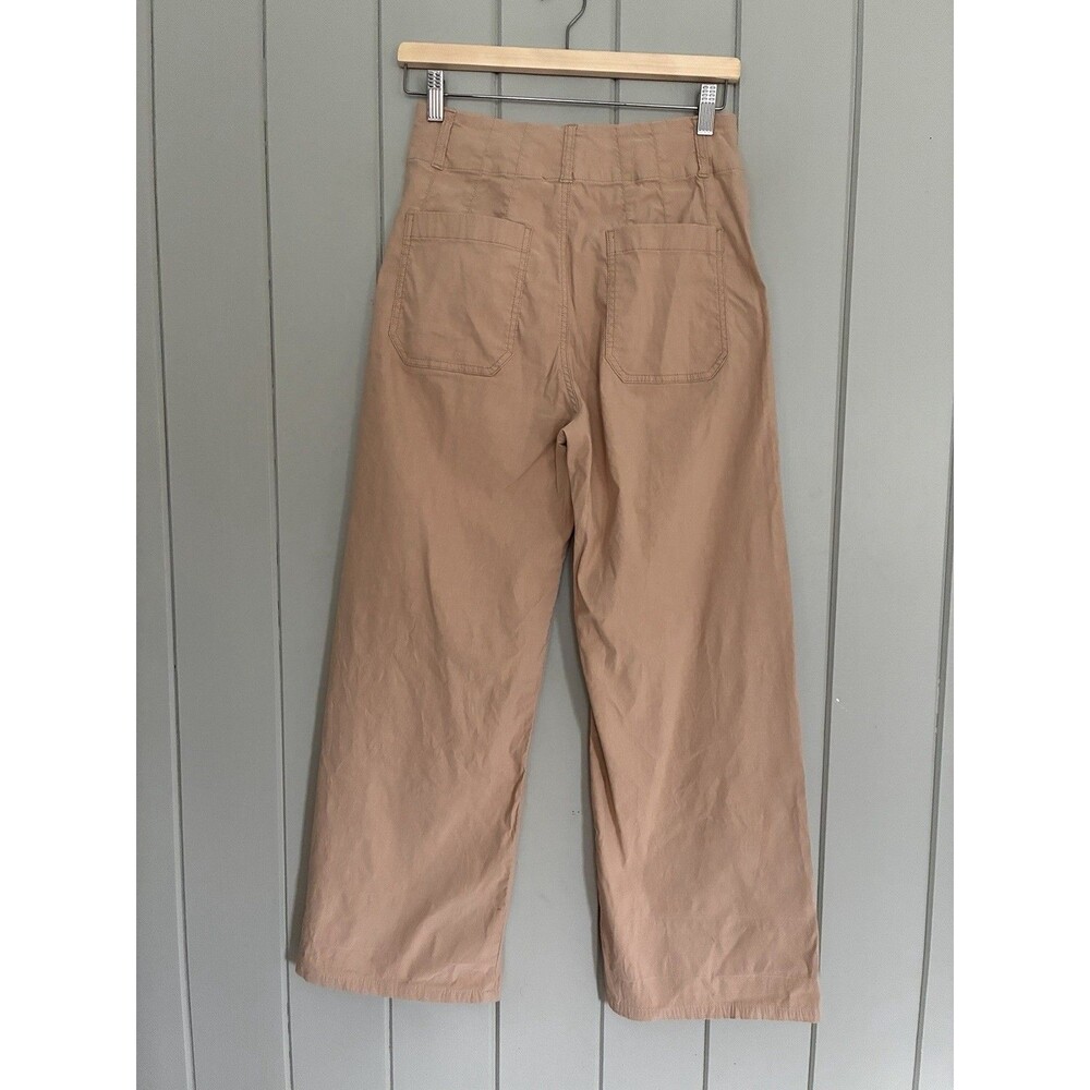 Anthropologie Maeve The Colette Cropped Wide-Leg Pants 28 Khaki Tan Stretch